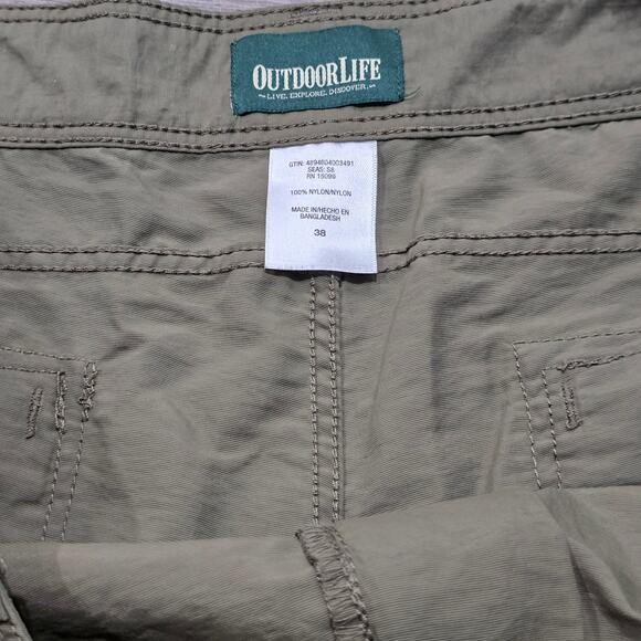 Outdoor Life Green Light Weight Cargo Shorts Multi Zip Pockets - Picture 3 of 6